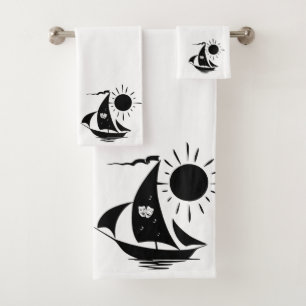 Conjunto De Toalhas Design de velejar de teatro caprichoso único