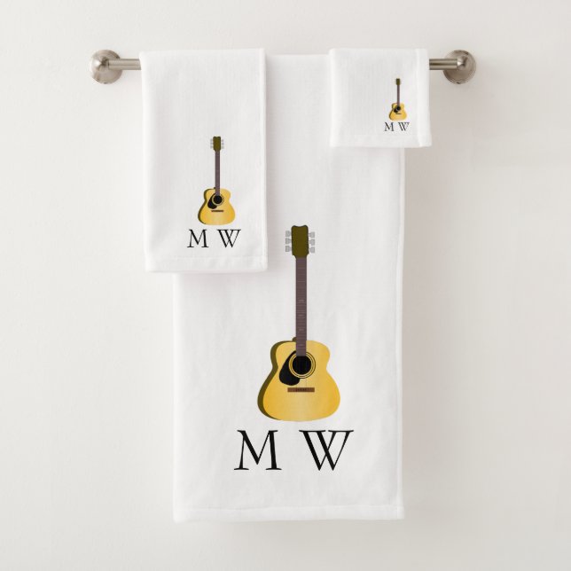 Conjunto De Toalhas Design de Violão Monogramado (Insitu)