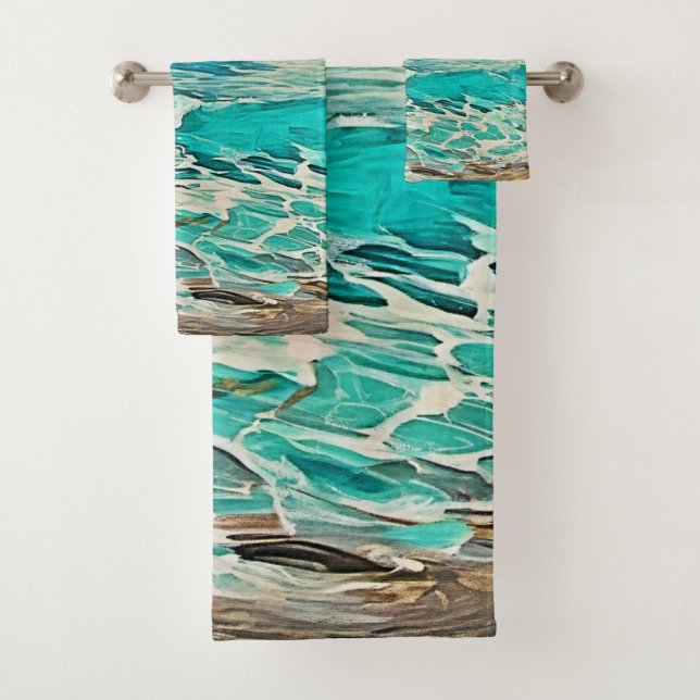 Conjunto De Toalhas Design de Vista de Oceano Texturizado (Insitu)