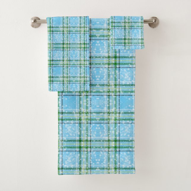Conjunto De Toalhas Design de Xadrez Escocês de Neve de Inverno  (Insitu)