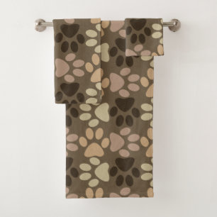 Conjunto De Toalhas Design do impressão da pata do cão de Brown