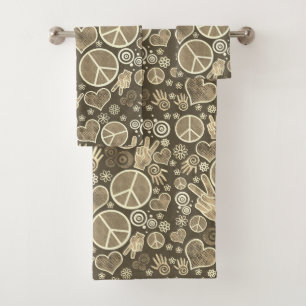 Conjunto De Toalhas Design do sinal do pacifismo do hipster do símbol