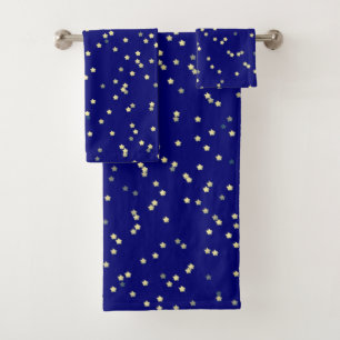 Conjunto De Toalhas Design Estrela Dourada em Azul