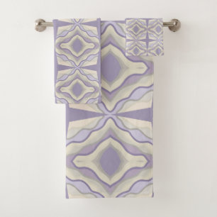 Conjunto De Toalhas Design Geométrica da Lavanda Octagon da Cinza do g