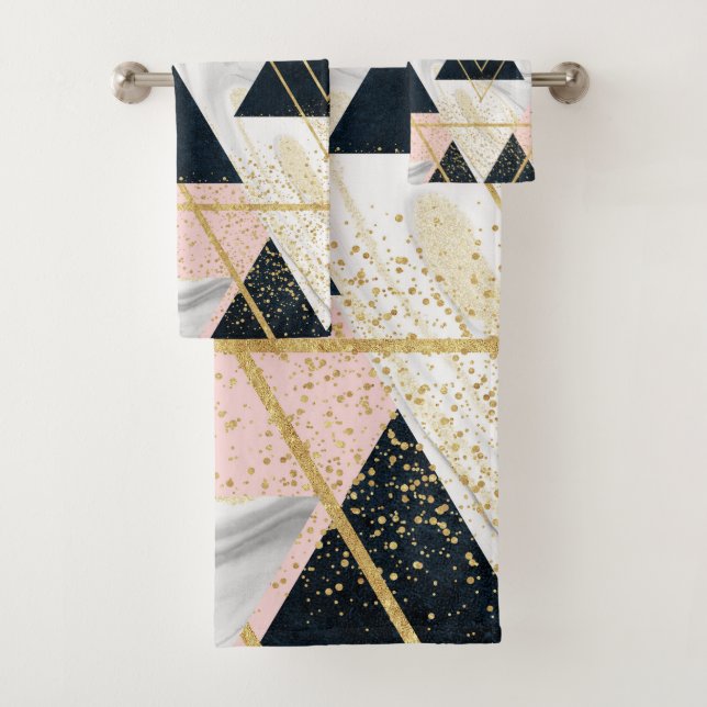 Conjunto De Toalhas Design geométrico e ouro de confete elegante (Insitu)