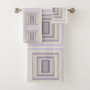 Conjunto De Toalhas Design Geométrico Lavanda Cinza Giz Em Caixa