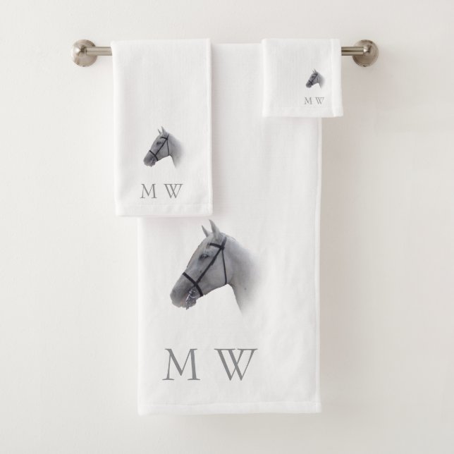 Conjunto De Toalhas Design Grey Horse Monogramado (Insitu)