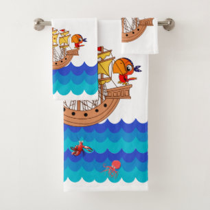 Conjunto De Toalhas design marítimo incrível com um navio pirata