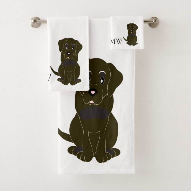 Conjunto De Toalhas Design monograma de chocolate Labrador (Insitu)