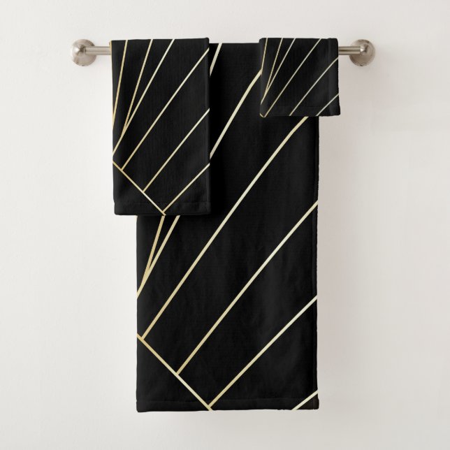 Conjunto De Toalhas Design Preto Art Déco (Insitu)