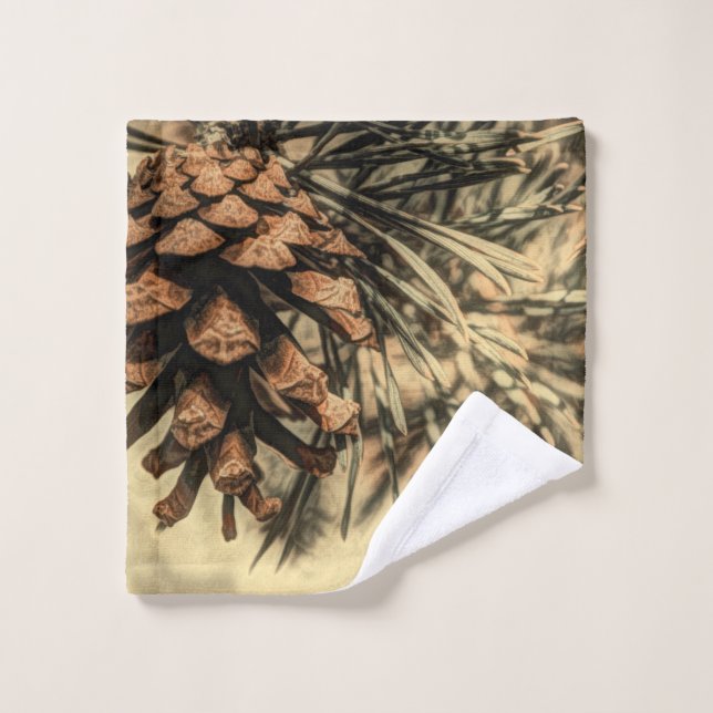 Conjunto De Toalhas Design Rústico Pine Cone (Pano de lavar)