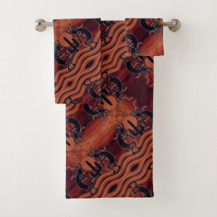Conjunto De Toalhas Design teste padrão alaranjado & preto de