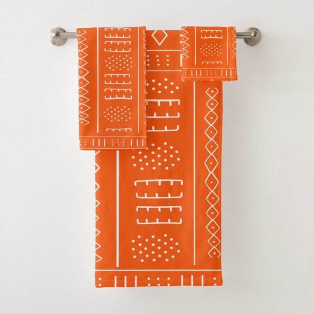 Conjunto De Toalhas Design tribal africano alaranjado (Insitu)