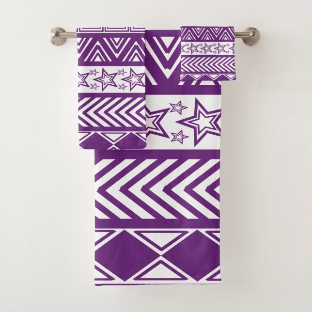 Conjunto De Toalhas Design Tribal Roxo (Insitu)