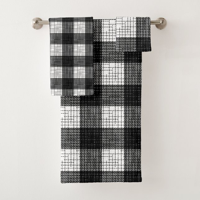 Conjunto De Toalhas Design Xadrez Preto e Branco em Bold  (Criador carregado)
