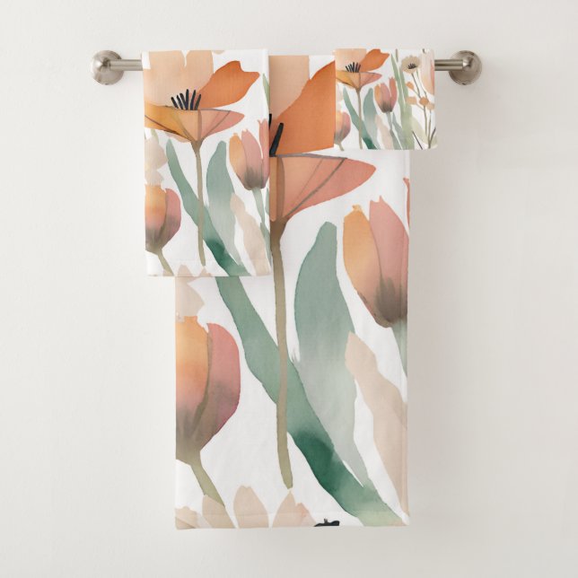 Conjunto De Toalhas Desperdício de Primavera de Pastel Boho de flor se (Insitu)