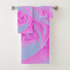 Conjunto De Toalhas Detalhe do Rosa azul-claro e rosa-quente perfeito