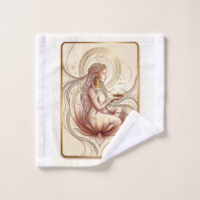 Conjunto De Toalhas Deusa Flor de Lótus Espiritual  (Pano de lavar)