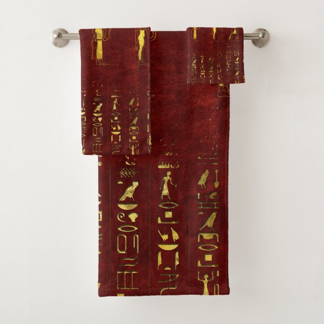Conjunto De Toalhas Deuses egípcios dourados e hieroglyphics no couro (Insitu)