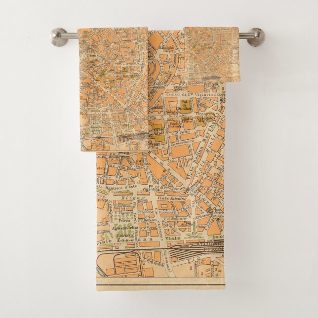 Conjunto De Toalhas Di Milão de Pianta - mapa de Milão, Italia (Insitu)