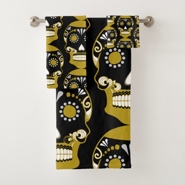 Conjunto De Toalhas Día De Los Muertos Skull Impressão (Insitu)