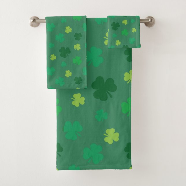 Conjunto De Toalhas Dia de São Patrício de Padrão de Shamrock Verde (Insitu)