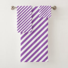 Conjunto De Toalhas Diagonal purple and white stripes pattern