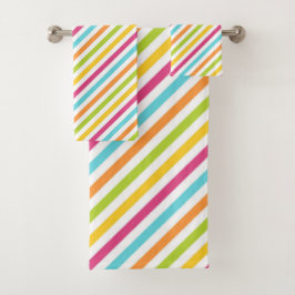 Conjunto De Toalhas Diagonal stripes in vibrant colors