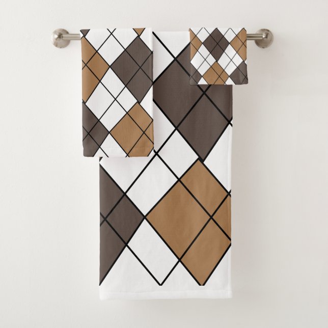 Conjunto De Toalhas Diamante Marrom Argyle (Insitu)