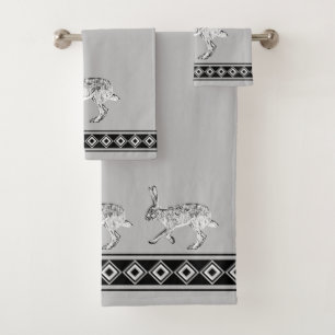 Conjunto De Toalhas Diamantes Geométricos da Cinza de Jackrabbit