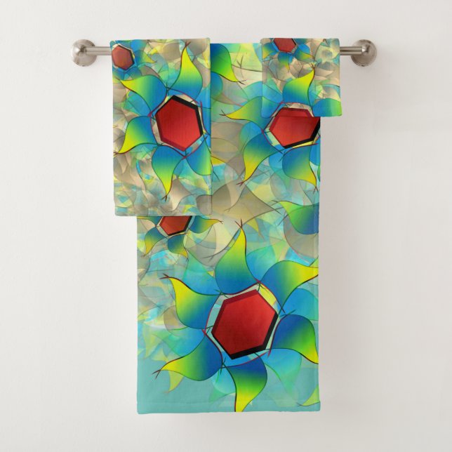 Conjunto De Toalhas Diferentes flores virtuais, pétalas azuladas sobre (Insitu)