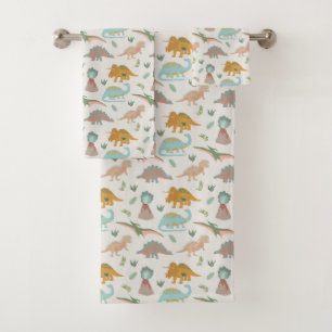 Conjunto De Toalhas Dinossauros Desenho Infantil Boho Quarto de Crianç