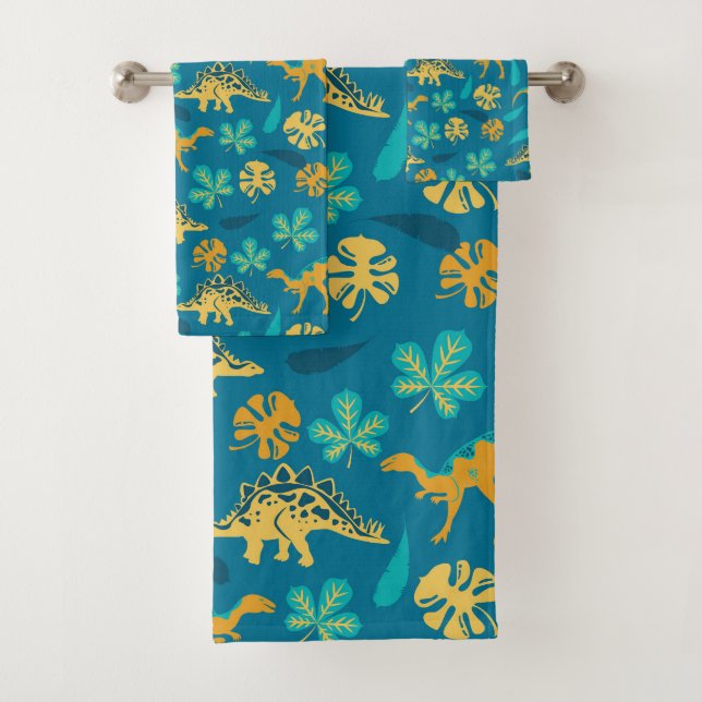 Conjunto De Toalhas Dinossauros e folhas lindos (Insitu)