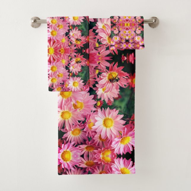 Conjunto De Toalhas Disias Rosa E Abstrato De Abelhas De Bumble (Insitu)