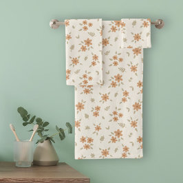 Conjunto De Toalhas Ditsy Floral Cottagecore Boho Wildflower Beige