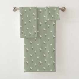 Conjunto De Toalhas Ditsy Floral Cottagecore Boho Wildflower Sage