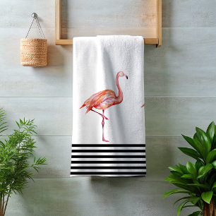 Conjunto De Toalhas Diversão Branca de Teto Tropical de Flamingo Rosa