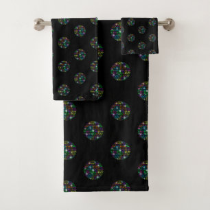 CONJUNTO DE TOALHAS DIVERSÃO DO TEMA DISCO PRETO DO BANTHROOM TOWEL SE