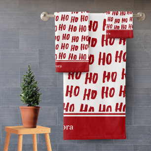 Conjunto De Toalhas Diversão Ho Ho Texto Ho Padrão de Feriado Vermelho