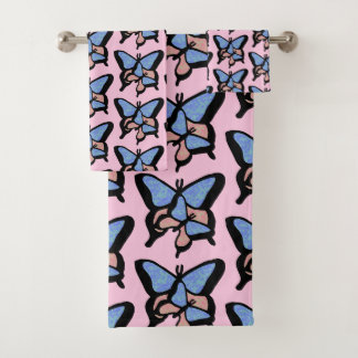 Conjunto de toalhas do Banho Azul e Rosa