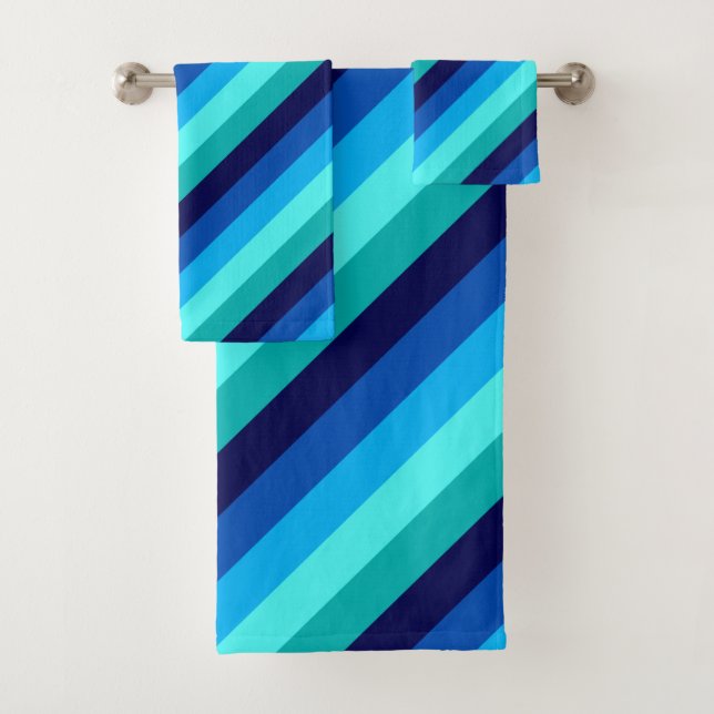 Conjunto de Toalhas do Banho Azul-Icy Stripes Teai (Insitu)