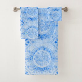 Conjunto de toalhas do banho de Damasco Azul