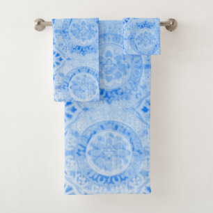 Conjunto de toalhas do banho de Damasco Azul