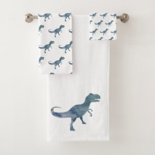 Conjunto de Toalhas do Banho do Dinossauro Azul Tr