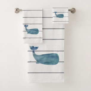 Conjunto de Toalhas do Banho do Shiplap da Baleia 