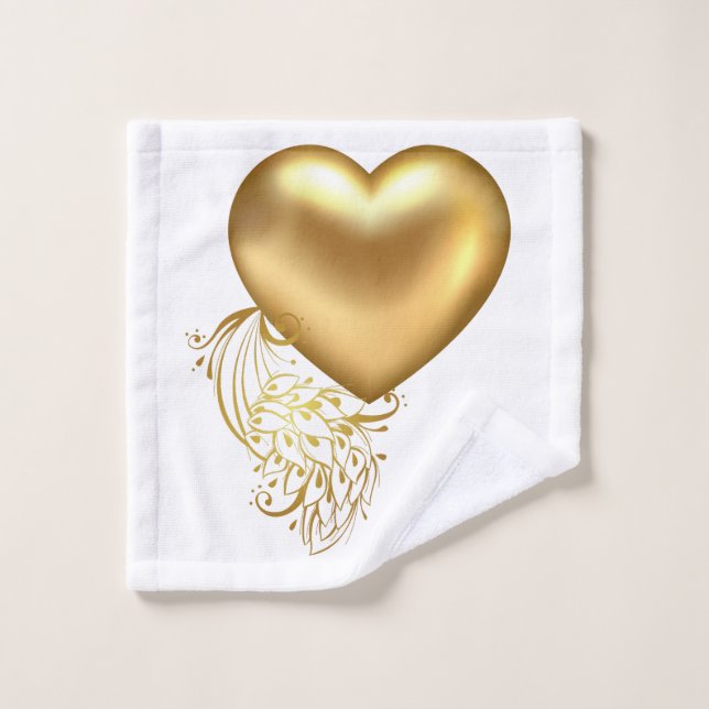Conjunto de toalhas do ouro Heart Bath (Pano de lavar)
