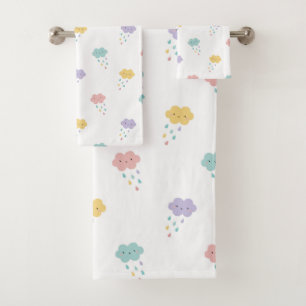 Conjunto de toalhas do padrão da nuvem Pastel Kawa