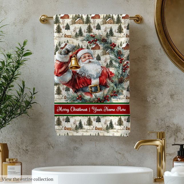 Conjunto de Toalhas do Pai Natal Natal Claus Claus (Classic Holiday Santa Claus Bath Towel Set)