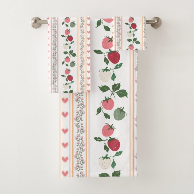 Conjunto De Toalhas Doce coração de morango retrô lindo (Insitu)