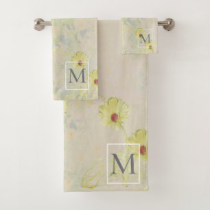 Conjunto De Toalhas Doce Daisy Monogram Taupe